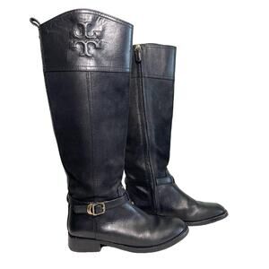 Tory Burch Women's Black Leather Simone Over The Knee Riding Boots Size 5